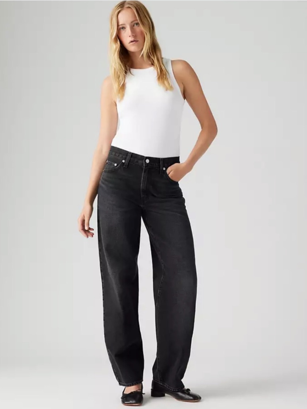 Levi's Baggy Dad Jeans in Shrink Up Black Wash Size 31